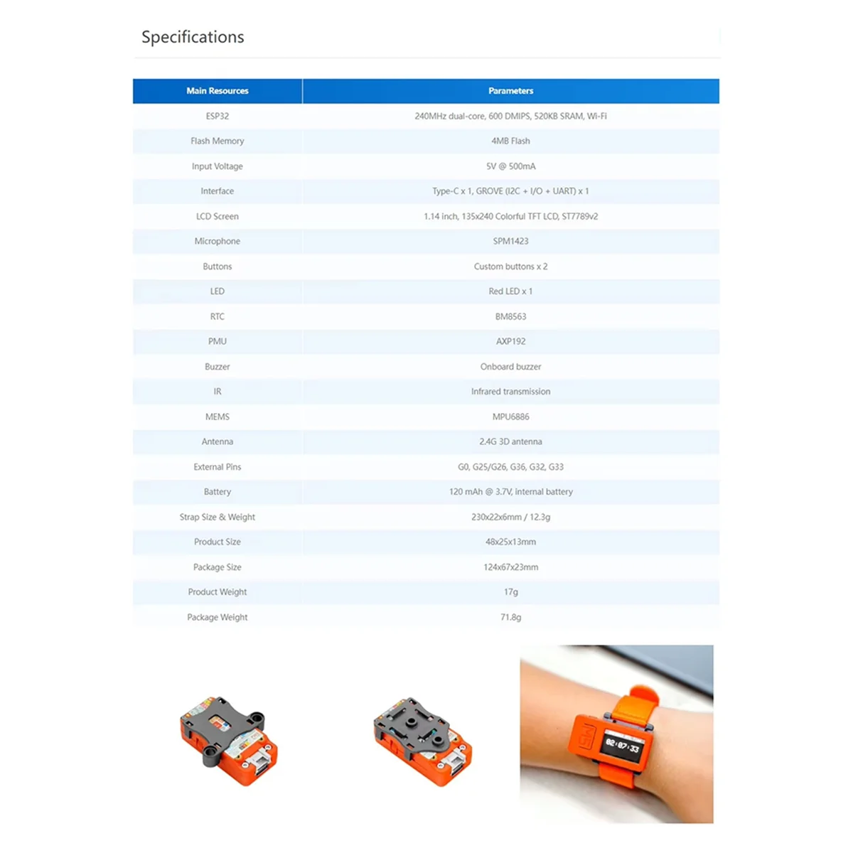 A14M Per kit smartwatch M5 Stack StickC Plus ESP3 - Dispositivo IoT migliorato con accessori, per sviluppatori e hobbisti