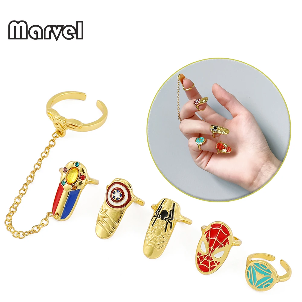 Anillo de bruja escarlata de Spiderman Wanda, joyería de Marvel, paquete de anillos para uñas, Anillo estético, conjunto de accesorios Y2k para niña
