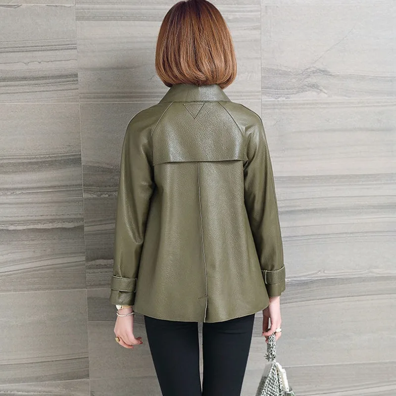 2025 nuova giacca in pelle giacca corta in pelle di pecora da donna versione coreana giacca slim moda primavera e autunno in pelle a bolle