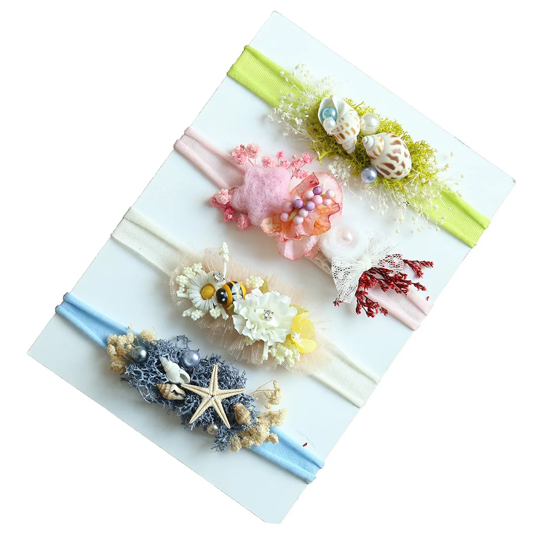 Baby Girl Headband Newborn Photography Props Handmade Stretch Flower Hairband Girl Baby Floral Tiebacks Photography Accessories
