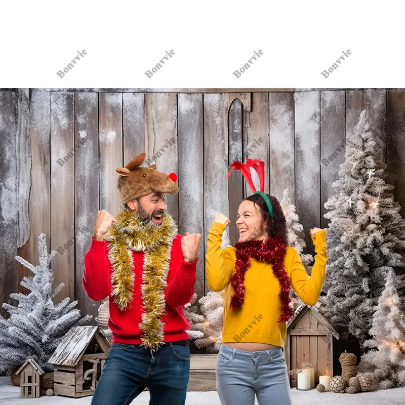 Bonvvie Christmas Photography Background Xams Tree Gifts Fireplace Family Party Decor Backdrop Portrait Photocall Studio Props