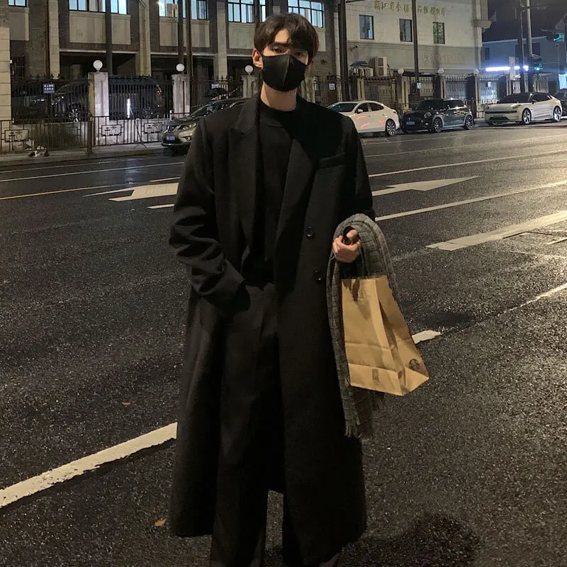 [OIMG] Autumn And Winter Men's Coat, Mid To Long, High-end Oubeirong Korean Version Loose Windbreaker, Long