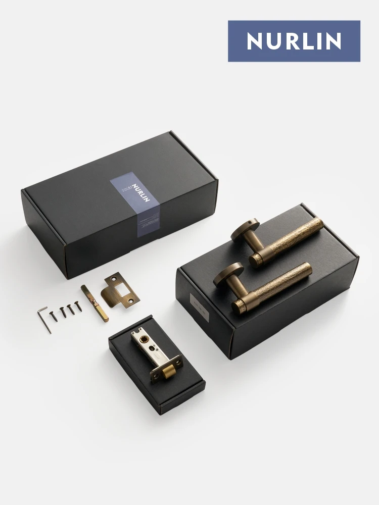 Nurlin الولايات المتحدة الأمريكية القياسية مادة النحاس اليد مطروق قفل باب الحمام مرور الخصوصية الإبهام نقر مفتاح مقبض
