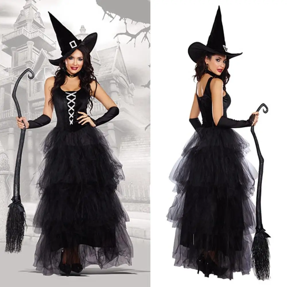 Classic Bla Witch loween Role-plang Cake Skirt Me Stage Performance Costume Women's Faion Traditional Ethnic Stage...