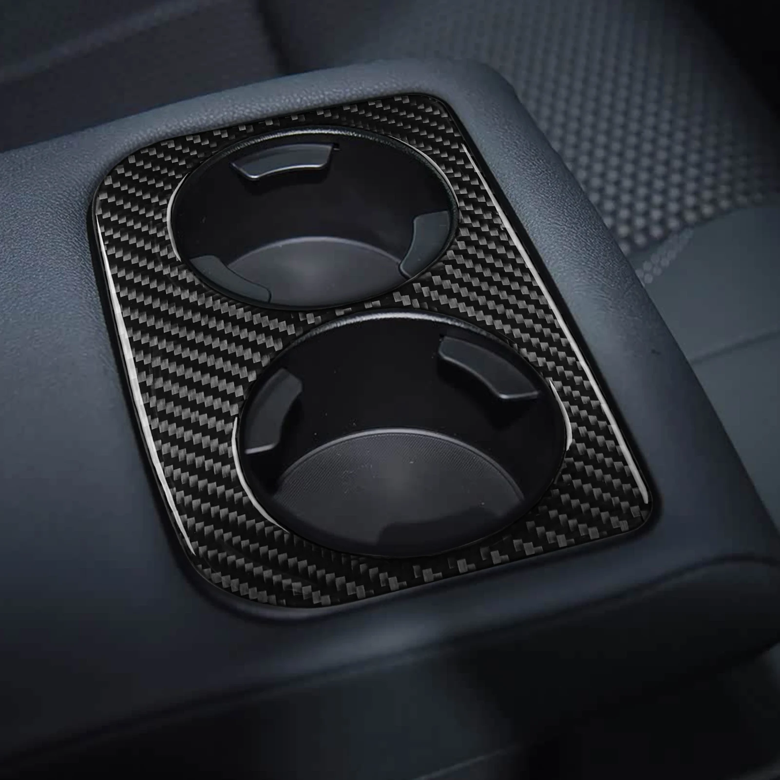 Real Carbon Fiber Car Accessories Rear Cup Holder Trim Cover Soft Sticker For Subaru Forester SK 2019 2020 2021 2022 2023 2024 view 3