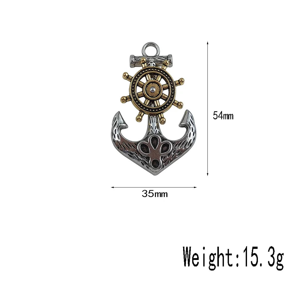 35x54mm Antique Silver color Rudder Anchor Shape Alloy Charm Pendant For DIY Fashion Jewelry Making Bracelet Accessories