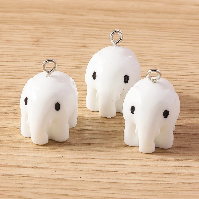 Tusember 10 Stück Harzanhänger, niedliche Cartoon-3D-Elefanten-Charms für Schmuckherstellung, DIY-Armband, Halskette, Ohrring, handgemachtes Kunsthandwerk – Detail 6