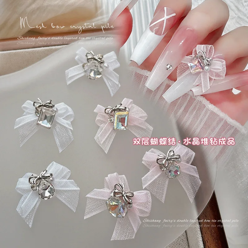 

5PCS Nail Jewelry Charms Rhinestones 3D Butterfly Gem Nails Crystal Diamond Nail Art Decoration Accessories Manicure Bowknot