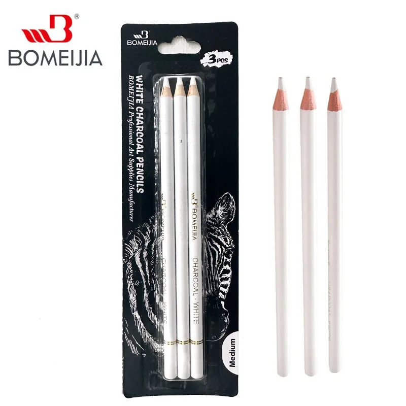 3Pcs White Sketch Charcoal Pencils Set Professional Standard Pencil Drawing Pencils Set For School Tool Painting Art Supplies