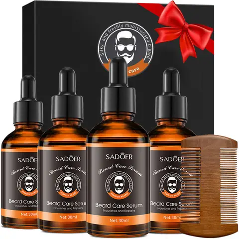 Men's Beard Oil Set for Grooming And Care - Moisturizes Skin Shiny Healthy Beard Ideal Birthday Christmas Father's Day Gift