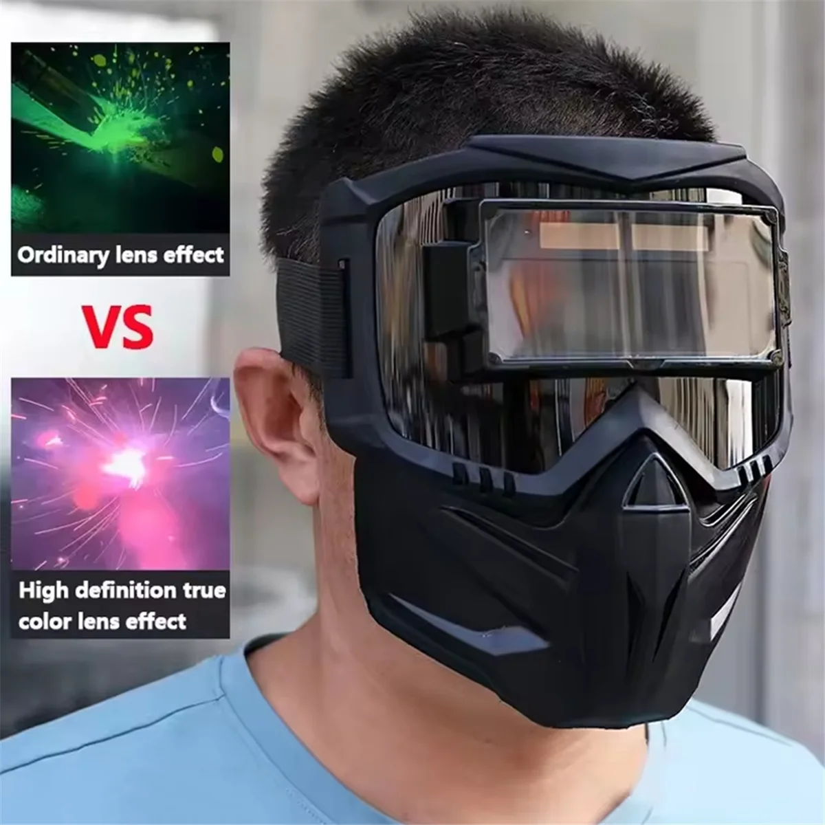 ABNJ Auto Darkening Welding Glasses Work Face Protector Adjustable Band Impact Welder Mask Face Cover