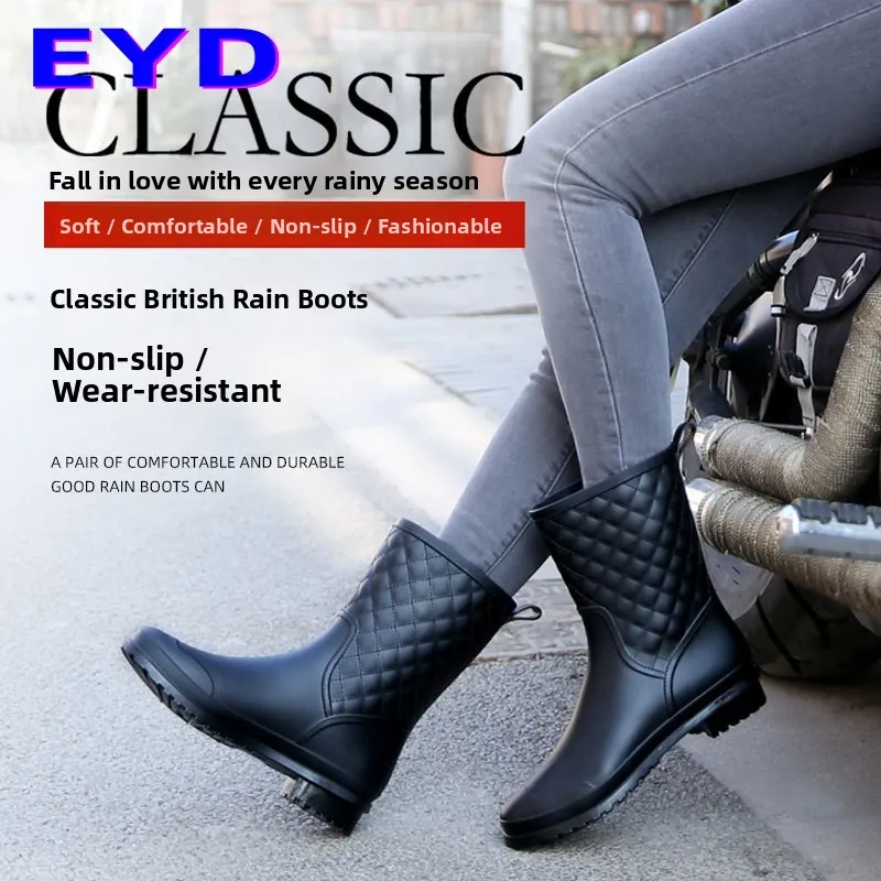 

Женские модные повседневные резиновые сапоги BEAUTISKY 05834: водонепроницаемые, нескользящие, износостойкие, высокие, для дождя