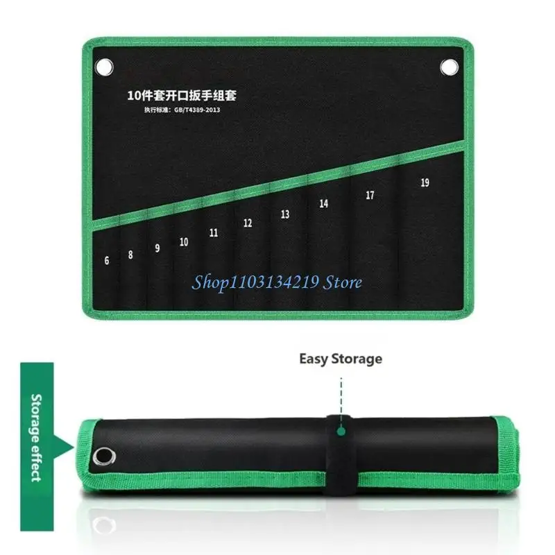 N5KC Canvas Wrench Roll-Up with Labeled Slots and Reinforced Edges for Auto Repair, Garage Storage, and Daily Use