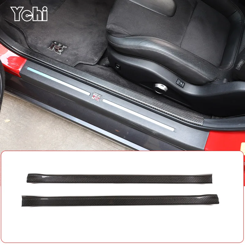 

Real Carbon Fiber Car Inner Door Sill Strip Anti-Scratch Protection Trim Strip For Nissan GTR R35 2008-2016 Car Accessories