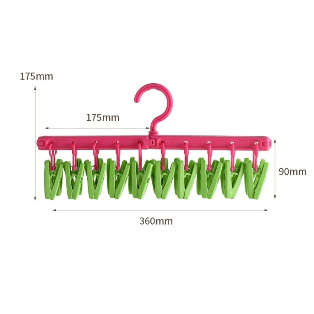 

Foldable Clothes Hanger with Clips Space Saving Rotatable Underwear Drying Rack Windproof Socks Hanger Hook Household