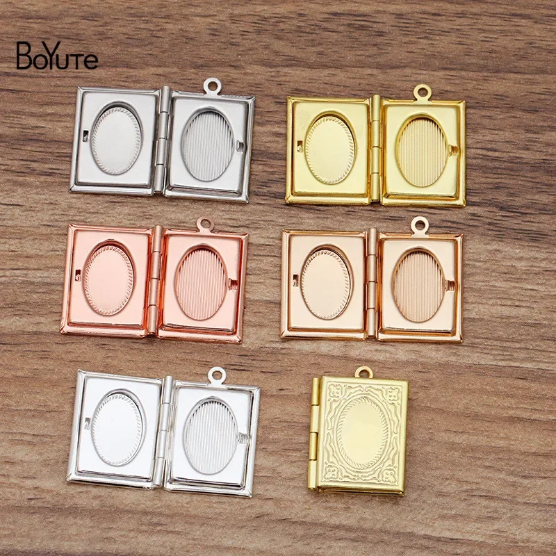 BoYuTe (10 Pieces/Lot) 19*26MM Rectangle Locket Photo customized Book Locket Pendant Floating Locket Charms customized