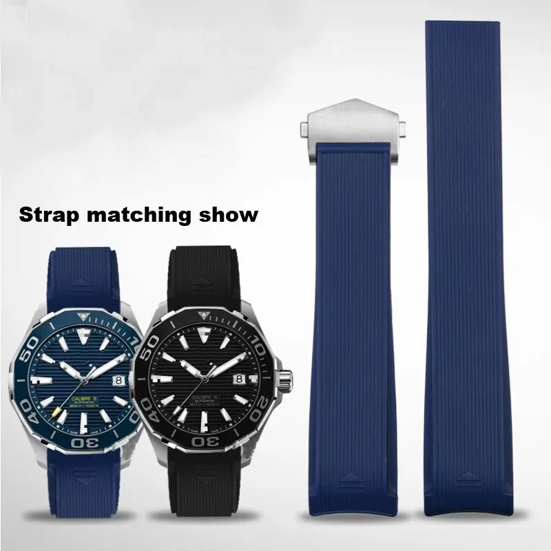 Rubber Silicone Watch Strap Waterproof Bracelet Watchband for TAG HEUER AQUARACER 300 WAY201B  Watchchain 22mm