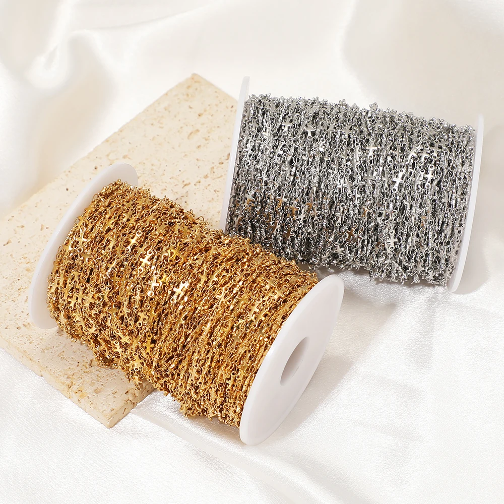 1 Meter Edelstahl-Kreuzketten für DIY-Schmuckherstellung, Armband-Zubehör, Halsketten für Mädchen, Körperketten, Bastelbedarf – Detail 5