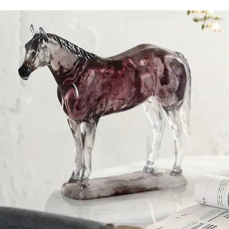 

Transparent Horse Sculpture Desk Decoration Artwork Ornaments Statue Resin Crafts Room Aesthetics Decor Furnishings