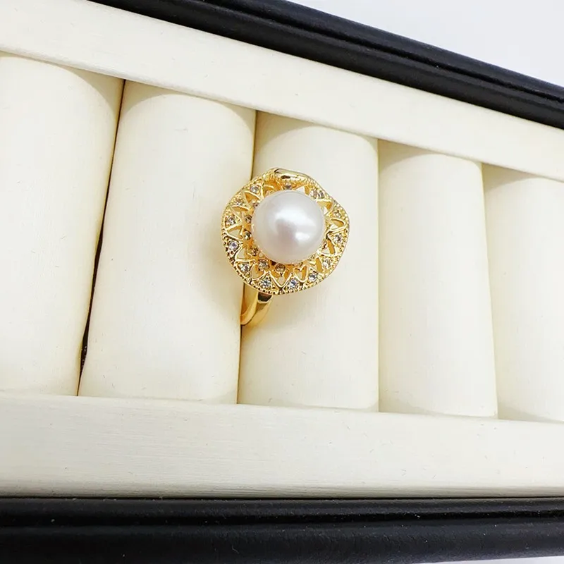 New Fine Pearl Ring Beautiful Finger Open Ring 14K Gold Filled Women Jewelry 100% Real Natural Freshwater Pearl Gift