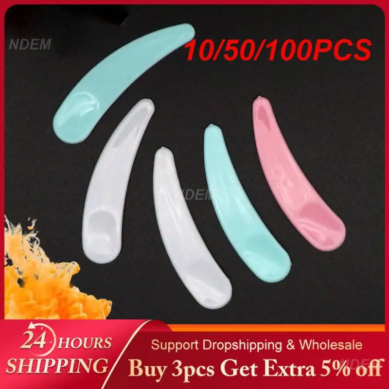 10/50/100PCS Digging Spoon Easy To Use Plastic Material Eye Cream Makeup Spoon Skin Care Tools Convenient To Carry Solid Color