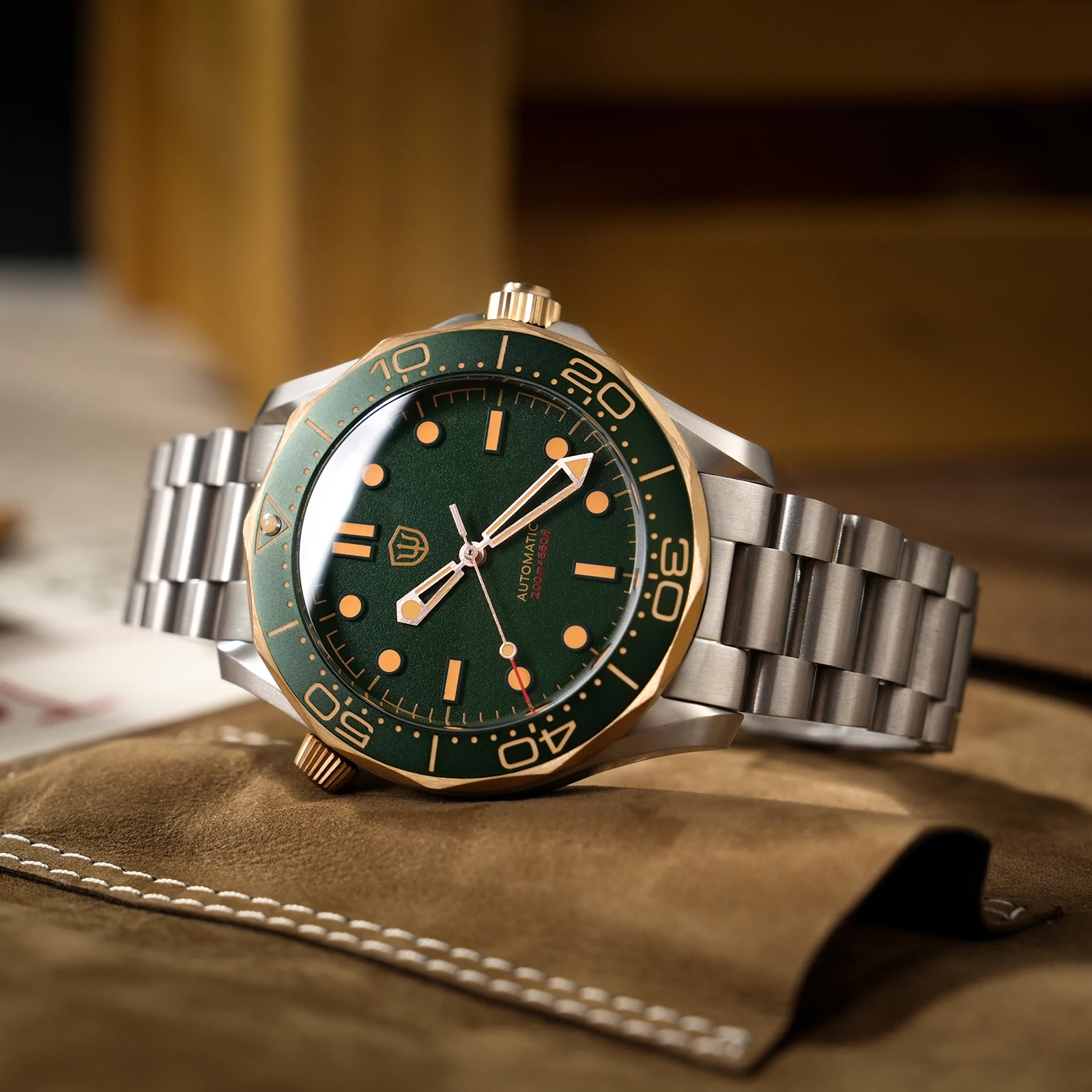 Watchdives WD007 V4 42Mm 티타늄 자동 다이브 시계 그린 다이얼 007 NTTD PT5000 방수 20Bar 기계식 시계 남성용 선물 썸네일 4
