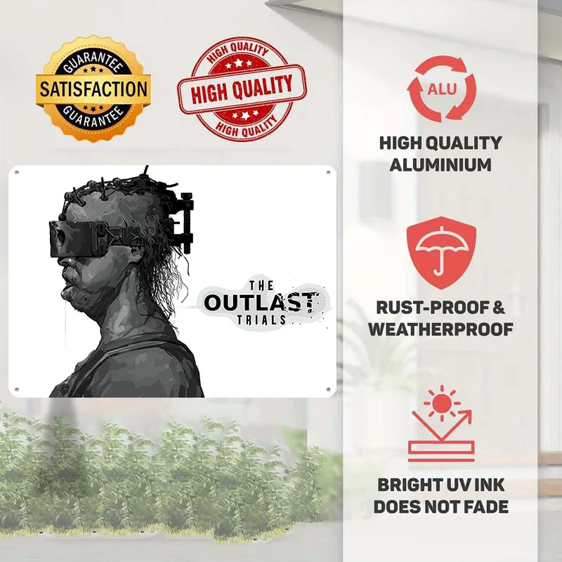 The Outlast Trials Game Art Poster Retro 3D Printed Metal Signs Customized Wall Hanging Gift for Tin Sign Room Decor Wand Deko