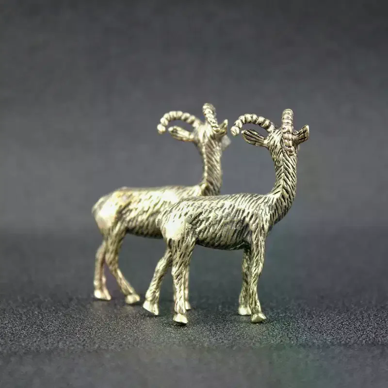 1Pcs Home Office Desktop Decoration Brass Retro Goat Metal Creative Handicraft Ornament Miniatures Tea Pet Figurines
