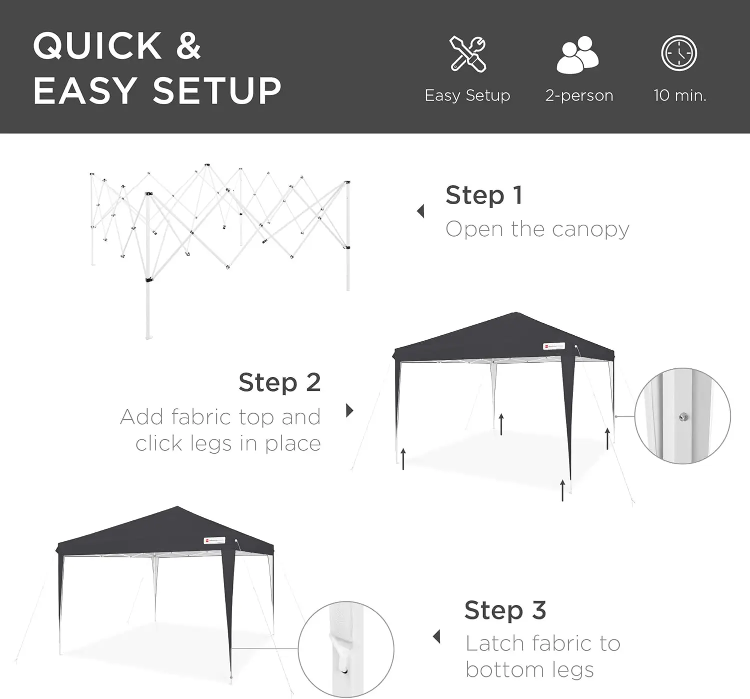 Best Choice Products 10x10ft Pop Up Canopy Outdoor Portable Folding Instant Lightweight Gazebo Shade Tent w/Adjustable Height