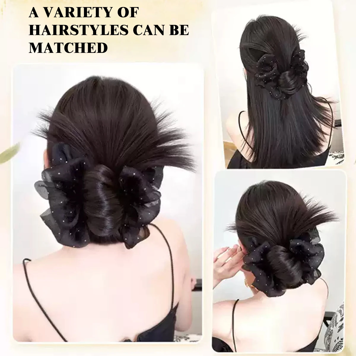 Klip Sintetis Kepala Bakso Wig Sanggul Rambut Ekor Kuda Wanita Klip Ekstensi Rambut Penataan Mode Sanggul Rambut Alami