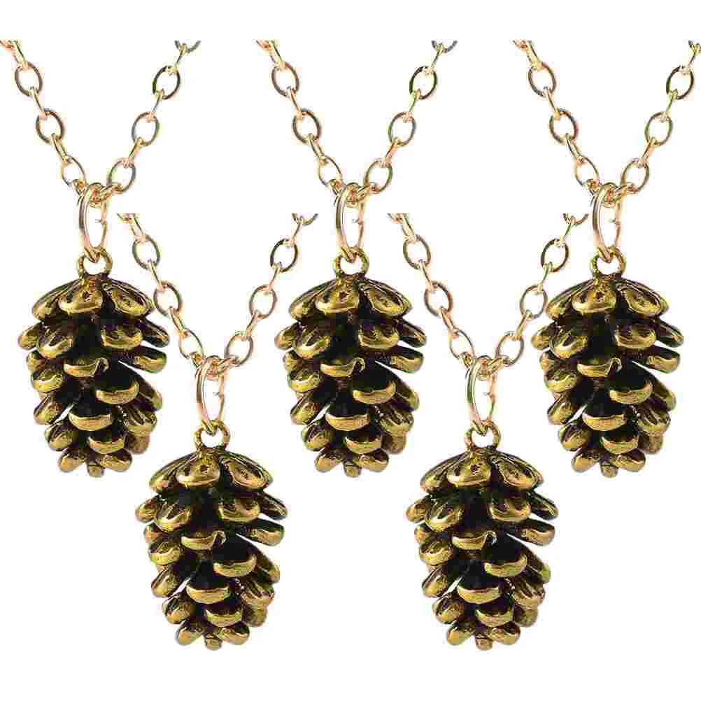 5 Pcs Gifts Christmas Pine Cone Necklace Creative Jewelry Popularity Clavicle Accessory Adorable Decoration