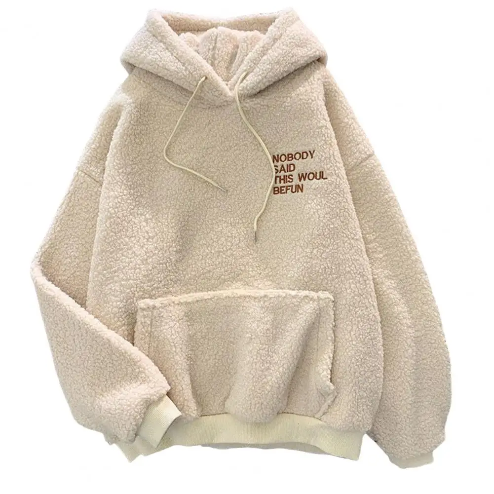 Personalized Velvet Hoodie Women Velvet Hoodie Cozy Fall Winter Women's Hoodie with Drawstring Patch Pocket Warm Fleece for Cold