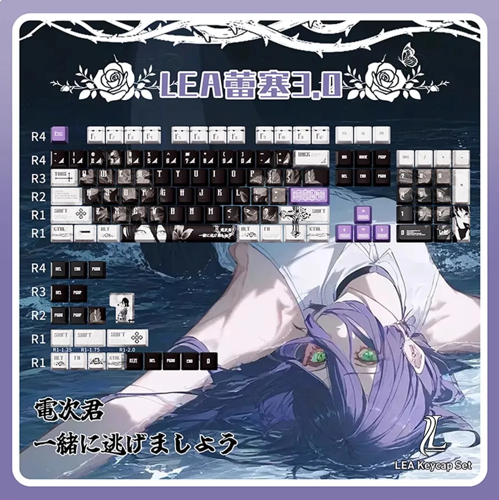 

Reze 3.0 Theme Keycap Cherry Profile Keycaps Chainsaw Man Custom Cartoon PBT Keycap Custom Mechanical Keyboard Caps MX Switch
