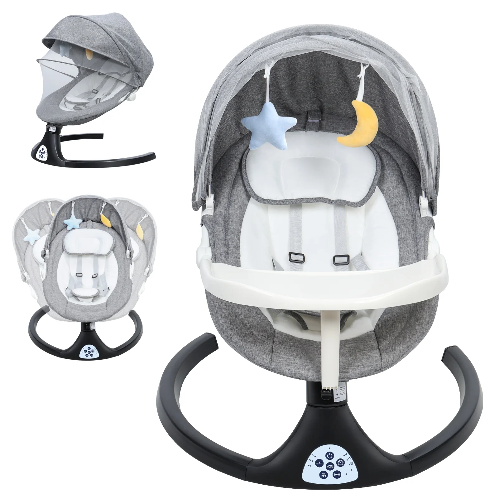 Berceau électrique à balançoire automatique pour bébé, lit de sommeil, filet à bascule pour bébé, musique Bluetooth, polymères réglables, balançoire domestique