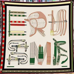 135CM Cashmere Scarf Women Manual Hand Rolled Shawls Melt Square Scarves Wrap Bandana Luxury Brand Hijab Female Foulards