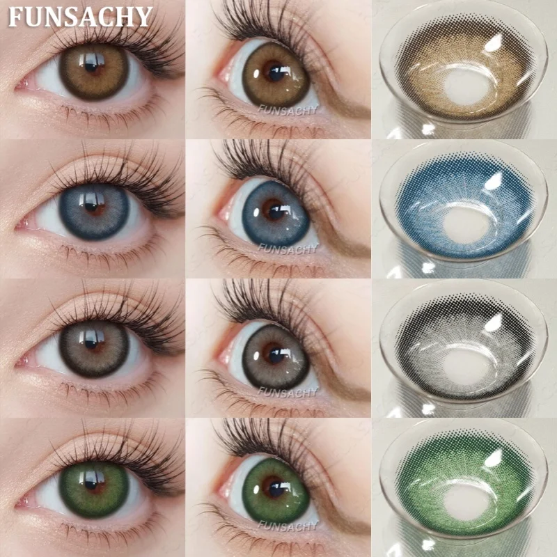 FUNSACHY 1 Paar heiß verkaufte Kontaktlinsen, farbige braune Linse für Augen, graue Schönheit, Schüler, blaue Farbe, Augen-Make-up, Kosmetik, jährlich