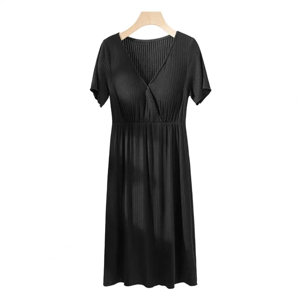 Vestido cómodo para mujer embarazada, prenda elástica, textura suave, uso diario, posparto, lactancia