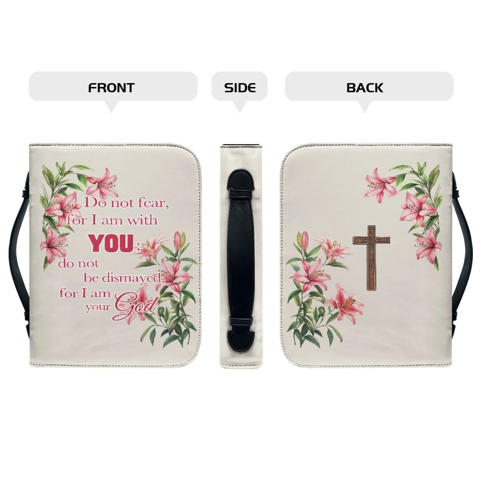 XIXIRIMIDO Pink Lily Bible Verse Lightweight Bible Bag for Study PU Leather Bible Book Covers 2026 Collection