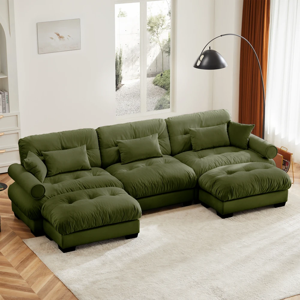 

Sectional Sofa Cloud Couch for Living Room, 130" Modern Fluffy Chenille U Shaped Couch, Home Furniture
