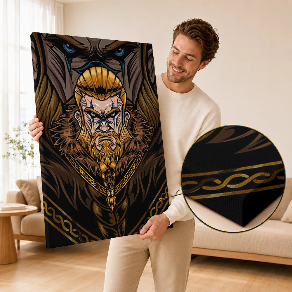 Nordic Mythology Art Framed Canvas Posters Epic Folklore Style Wall Decor With Customized Photo For Study Ideal Collector Gift