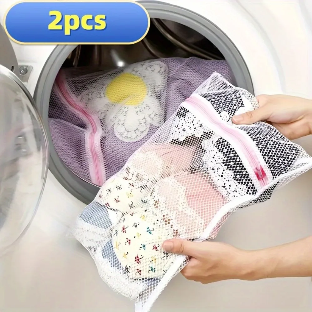 1/2 PCS Laundry Bag Set Thick Mesh Polyester Zipper Protective Storage for Clothes Travel Shirts Bras Socks Underwearwashing Bag