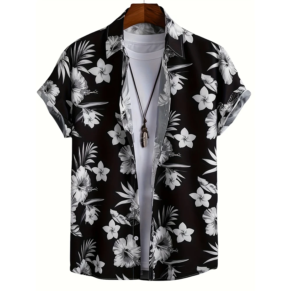 Chemise de plage hawaïenne à imprimé floral 3D pour hommes et femmes, chemise à manches courtes, chemisier en Y, streetwear à la mode, vêtements pour hommes