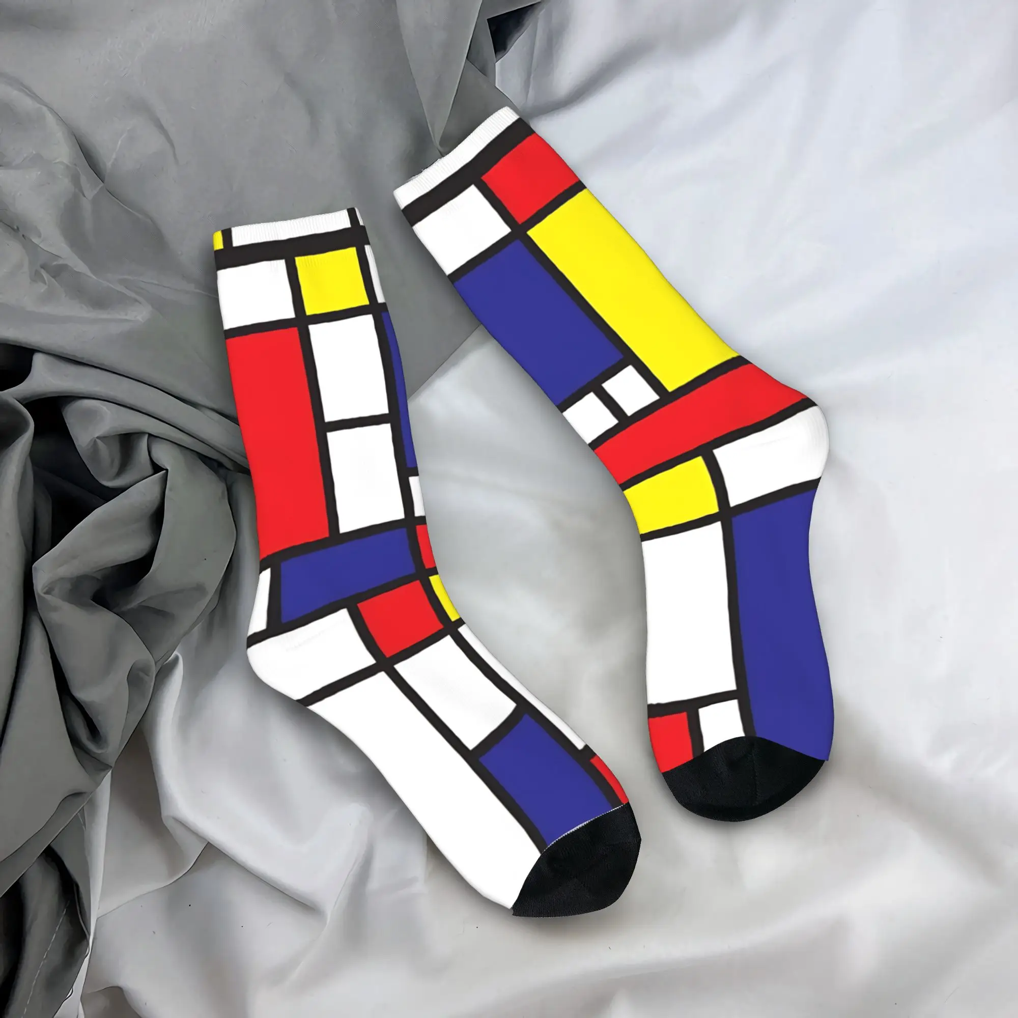 

Носки Mondrian Study I, чулки с графическим рисунком, нескользящие женские и мужские носки, высококачественные осенние повседневные носки для бега