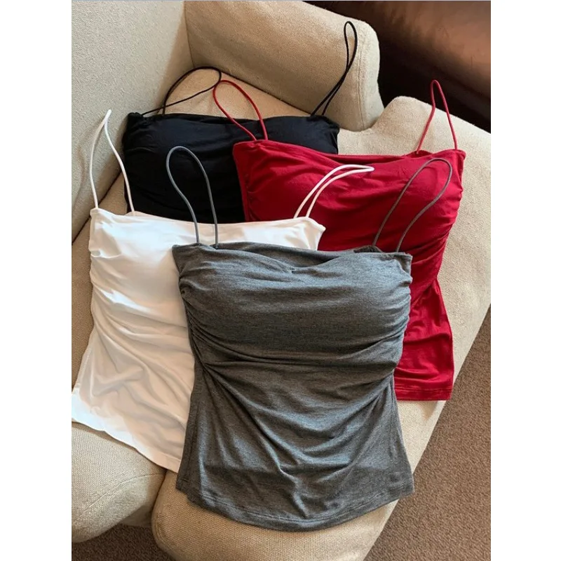 Sexy Sleeveless Tank Tops Women Casual Vest Crop Camisole Seamless Sports Underwear with Chest Pads Summer Female Bra Lingerie