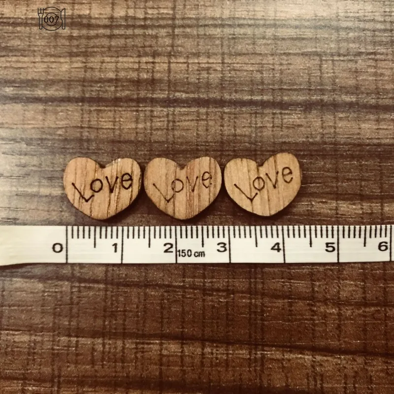 100pcs, Wooden Love Ornaments Wood Grain Love Large Mahogany Buttons Without Button Holes