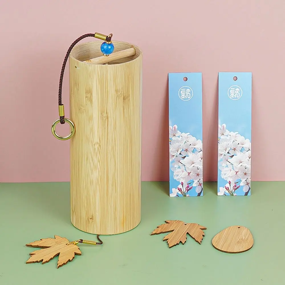 

Natural Sound Bamboo Wind Chimes Wind Blows Maple Leaf Figure Wind Bell Four Seasons Pendant Wind Chimes Outdoor Use