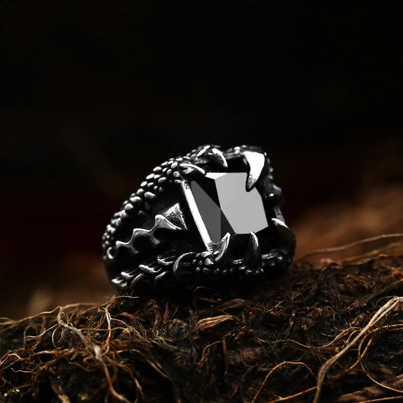 Beier New Store 316L Stainless Steel Ring Top Quality Dragon Claw With Red Blue Stone Ring Men Punk Unique Jewelry LLBR8-178R