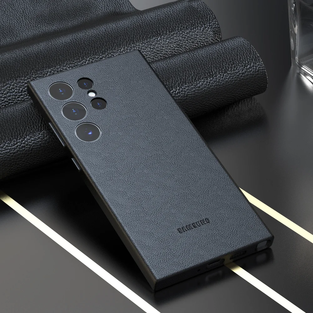 Leder-Handyhülle für Samsung Galaxy S24 Ultra S24 Sense of Luxury S24Ultra S24 FE S24 Plus S24Plus einfarbige Vollabdeckung – Detail 7