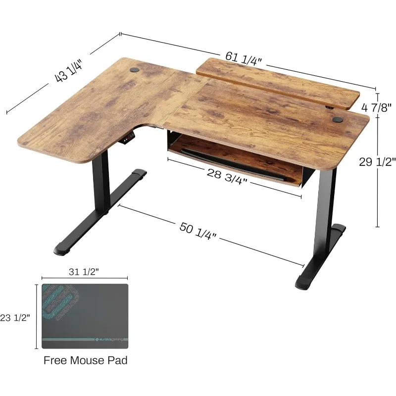 Stehpult mit Tastatur ablage, Computer tisch, l-förmiger elektrischer höhen verstellbarer Schreibtisch,