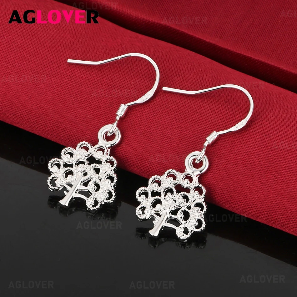 

AGLOVER 925 Sterling Silver Tree-Shaped Hollow Pattern Tree of Life Earrings Exquisite Popular Women's Anniversary Gift Jewelry